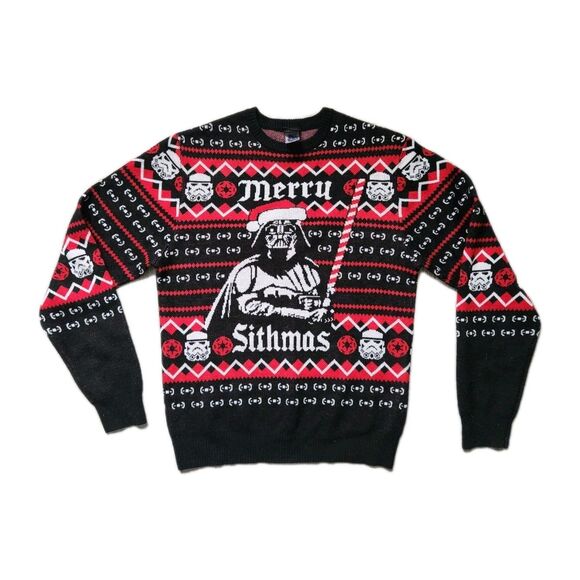 Disney Tops - Disney Star Wars Holiday Sweater Red Black Merry Sithmas Darth Vader Thick Sz M